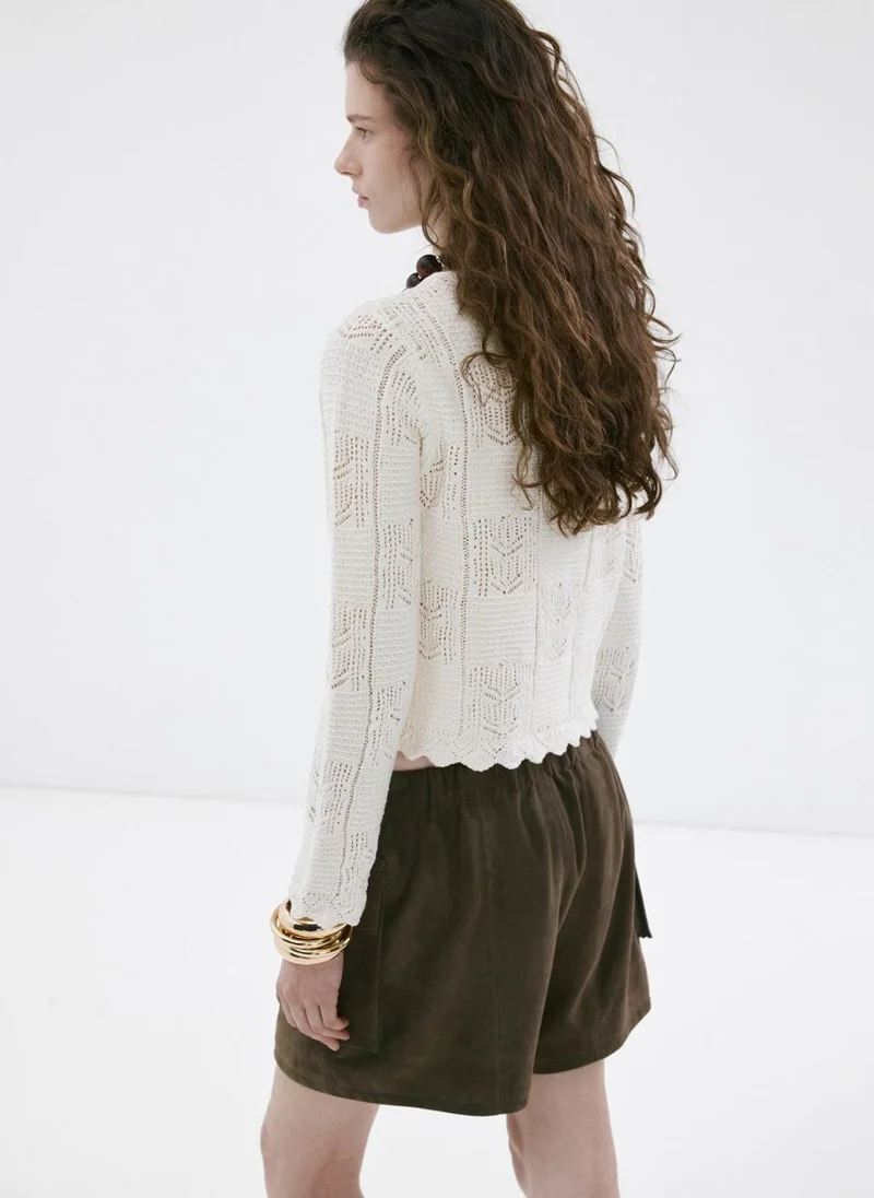 مانجو Openwork detail knit cardigan