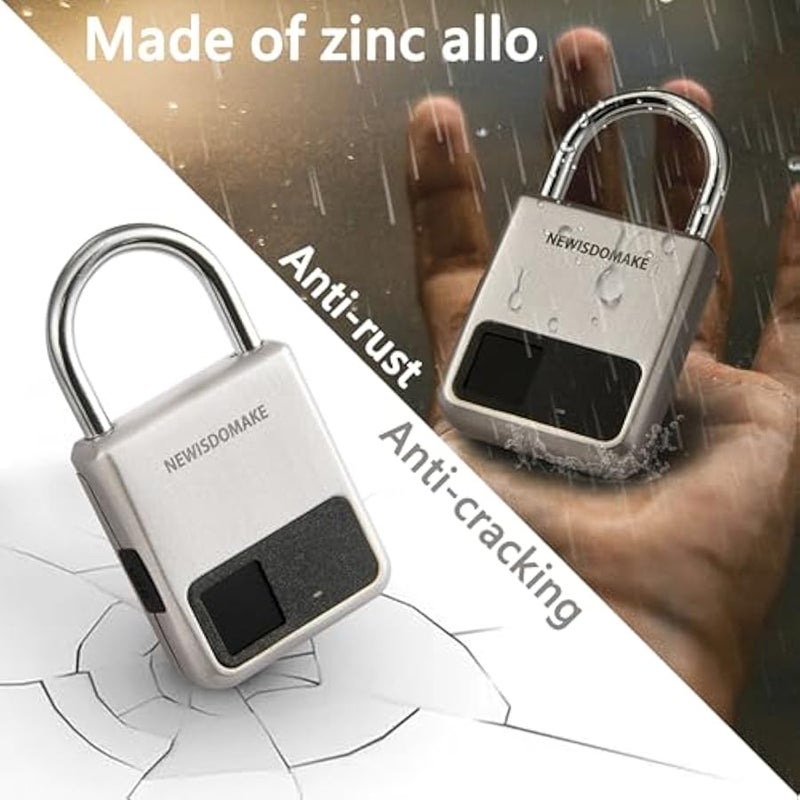 Fingerprint Padlock, Suitable for House Door, Bookcase, Suitcase, Backpack, Gym, Bike, Office, Support USB Charging Gold - Image 4