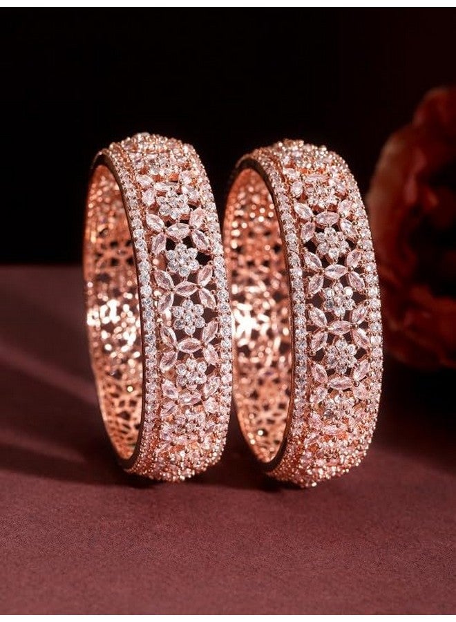 روباني مجموعة روبانز من سوارين مطليين بالذهب الوردي ومرصعين بأحجار الزركونيا - Image 2