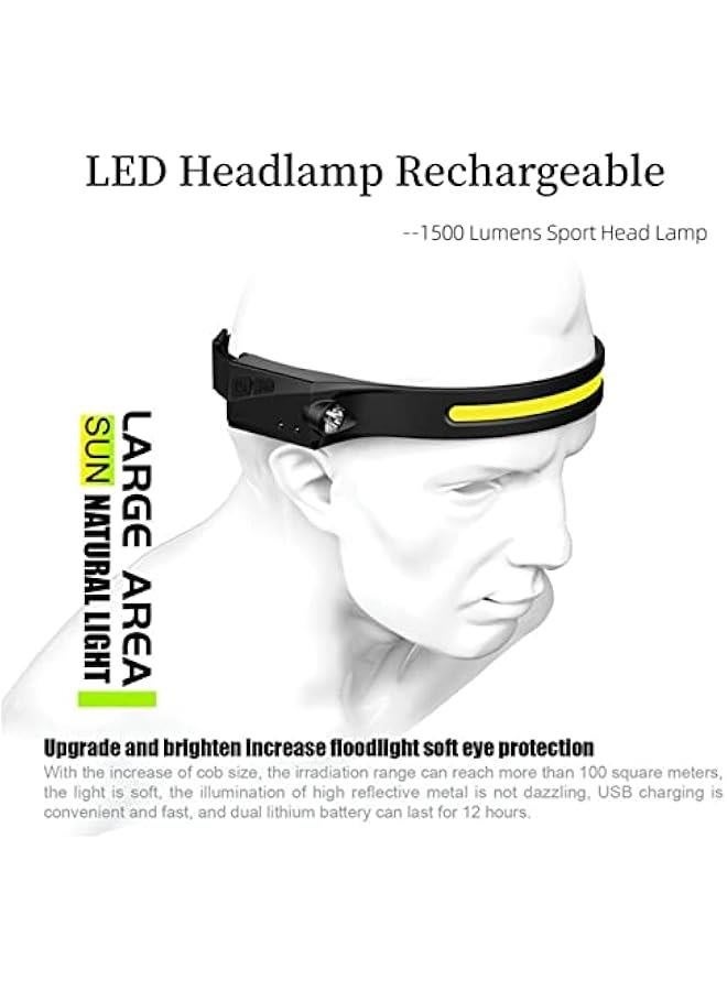 Rechargeable LED Headlamp, Night Buddy Headlight, 230°Wide Beam Headlight with Motion Sensor, Adjustable 5 Modes, Super Bright Waterproof for Outdoor Running, Camping, Hiking, Cycling (1 pcs) - Image 2
