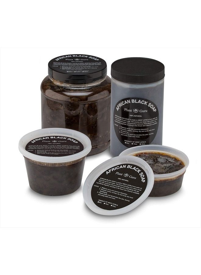 Plant Guru صابون أسود أفريقي معجون 2 رطل / 32 أونصة - 100% طبيعي خام نقي من غانا. علاج حب الشباب، يساعد ضد الإكزيما والصدفية، البشرة الجافة، الندوب والبقع الداكنة. رائع للبثور، الرؤوس السوداء، الوجه والجسم. - Image 2
