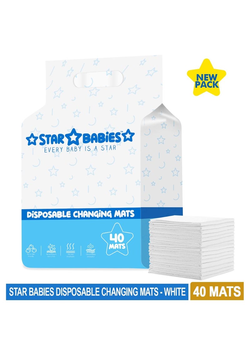 STAR BABiES Star Babies Disposable Changing Mat Pack of 40 - WHITE, NEW  - Image 2