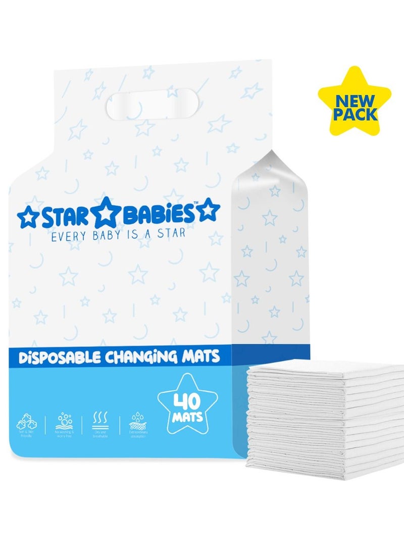 STAR BABiES Star Babies Disposable Changing Mat Pack of 40 - WHITE, NEW  - Image 1