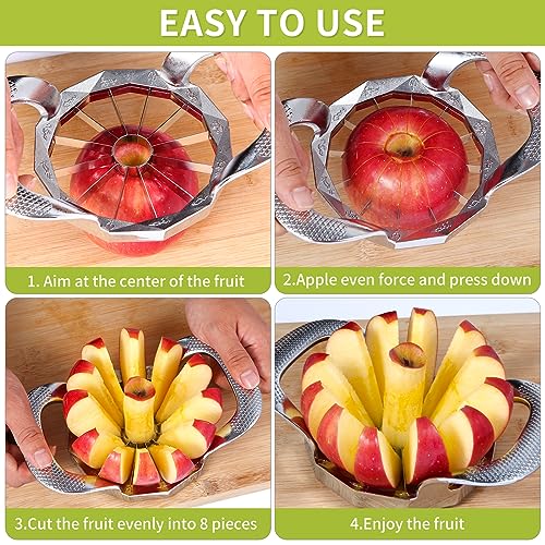 LIIGEMI Apple Slicer,12-Slices Stainless Steel Cutter，Heavy Duty Stainless Steel Apple Cutter and Divider， Anti-slip Handle，Gifts for Mom， Easy to Use. - Image 2