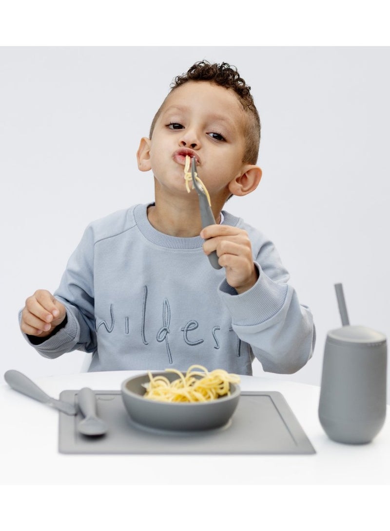 ezpz Happy Utensils - 100% Bpa Free Fork, Spoon & Knife For Toddlers + Preschoolers + Self-Feeding- 24 Months+ - Grey - Image 4