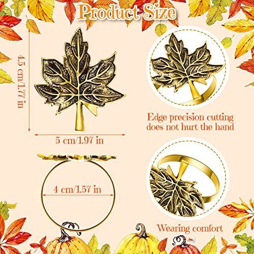 Mimorou Set of 20 Thanksgiving Fall Napkin Rings Round Napkin Holders Maple Leaf Napkins Gold Fall Table Decorations for Dining Table Wedding Birthday Party Family Gatherings - Image 3