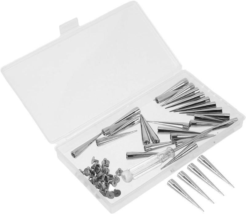 NUOBESTY 30sets Cone Spikes and for Leathercraft Metal Rivets with Screws Easy to Install Punk Decor for Clothing Shoes Bags and Belts - Image 1