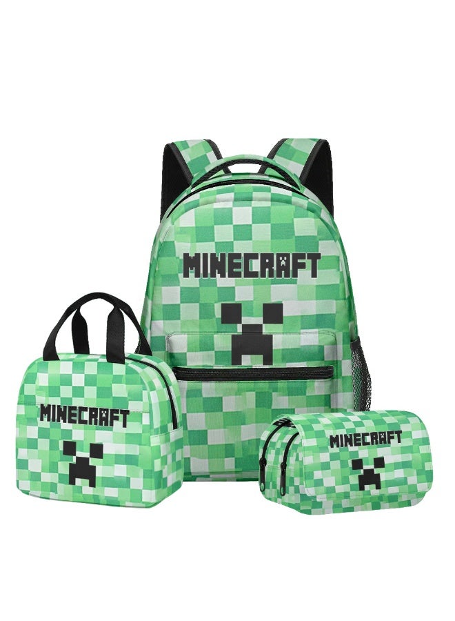 MINECRAFT 2025-2026 Minecraft Backpack Pencil Case Lunch Bag Three-piece Leisure Sports Travel Backpack Student School Backpack - Image 1
