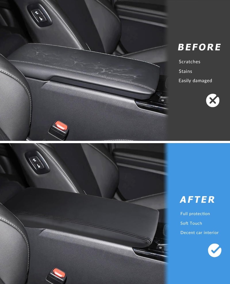INTGET Car Center Console Armrest Cover for 2025 Toyota Camry Accessories Leather Camry XLE/SE/XLE/XSE Middle Arm Rest Box Lid Seat Protector Cushion Saver (Black Stitches, 2025+) - Image 2