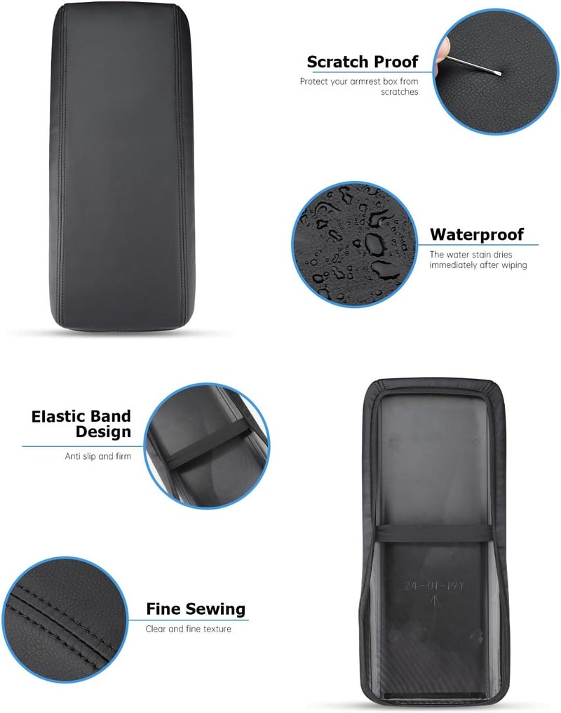 INTGET Car Center Console Armrest Cover for 2025 Toyota Camry Accessories Leather Camry XLE/SE/XLE/XSE Middle Arm Rest Box Lid Seat Protector Cushion Saver (Black Stitches, 2025+) - Image 3