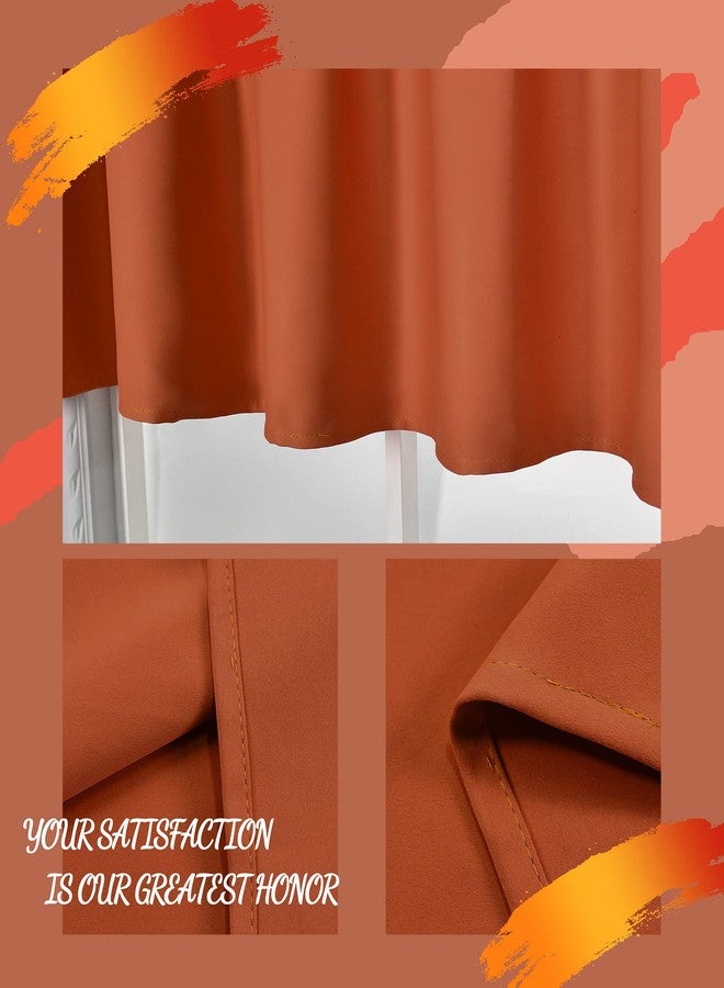 DECOVSUN Burnt Orange Valance - Rust Valance for Windows 52x18 Inch Solid Blackout Rod Pocket Kitchen Short Curtain Toppers for Bathroom, Living Room, Terracotta - Image 5