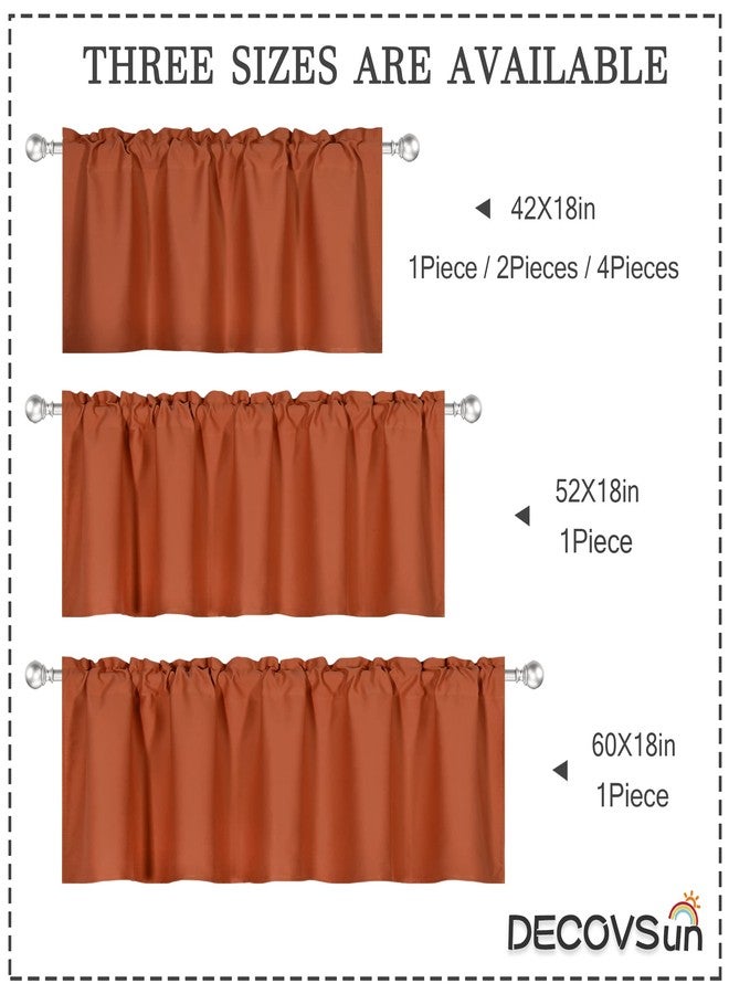 DECOVSUN Burnt Orange Valance - Rust Valance for Windows 52x18 Inch Solid Blackout Rod Pocket Kitchen Short Curtain Toppers for Bathroom, Living Room, Terracotta - Image 3