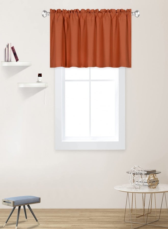 DECOVSUN Burnt Orange Valance - Rust Valance for Windows 52x18 Inch Solid Blackout Rod Pocket Kitchen Short Curtain Toppers for Bathroom, Living Room, Terracotta - Image 1