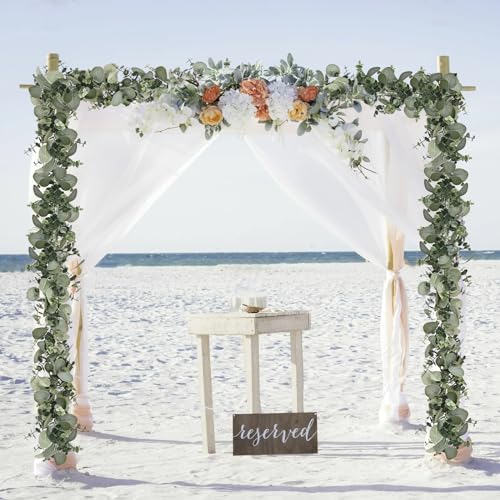 Dolicer 2 Packs 6FT Artificial Eucalyptus Garland, Faux Greenery Garland Hanging Fake Silver Dollar Eucalyptus Leaves Vines for Wedding Backdrop Arch Table Wall Party Home Decor - Image 5