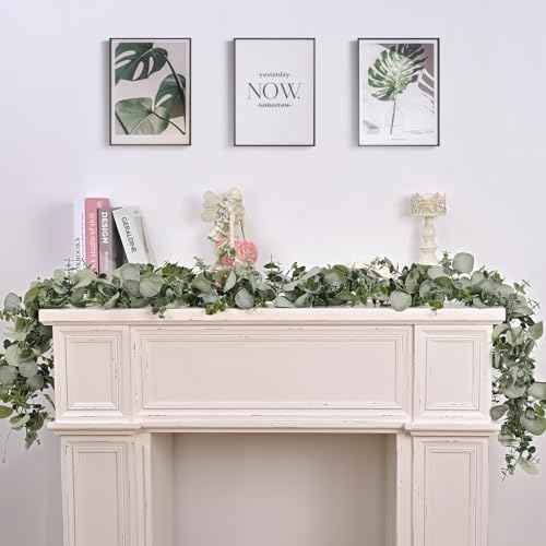 Dolicer 2 Packs 6FT Artificial Eucalyptus Garland, Faux Greenery Garland Hanging Fake Silver Dollar Eucalyptus Leaves Vines for Wedding Backdrop Arch Table Wall Party Home Decor - Image 2