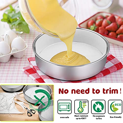 E-far 6 Inch Cake Pan Set of 3, E-Far Stainless Steel Round Layer Smash Cake Baking Pans with Parchment Rounds & Side Liner Roll, Non-Toxic & Healthy Metal Cakes Tin, Straight Side & Dishwasher Safe - Image 4