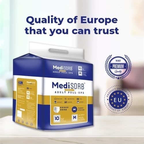 MediSORB Adult Diaper Pants | Medium (M) |Waist 71-110 cm (28-44 inches) |High Absorbency -15 Hrs |Rash-Free |Leakproof |Breathable |Odourless |Elastic Waist |Unisex- Men & Women | 10 Units, Pack of 1 - Image 3