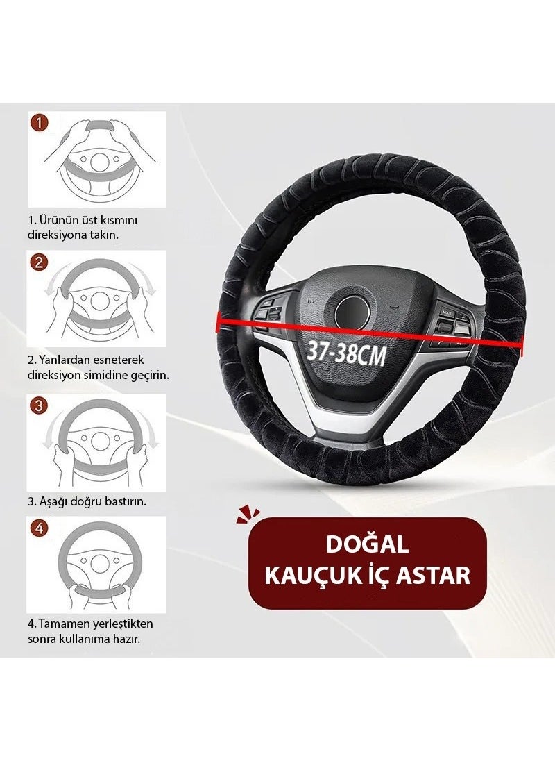 Techmaster - Vehicle Auto Leather Snap-On Odorless Steering Wheel Cover Black Red SC11 - Image 1
