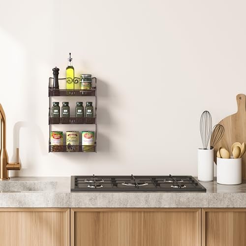 Deco Brothers 3 Tier Wall Mounted Hanging Spice Rack, Bronze - Image 2