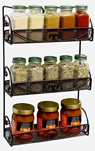Deco Brothers 3 Tier Wall Mounted Hanging Spice Rack, Bronze - Image 5