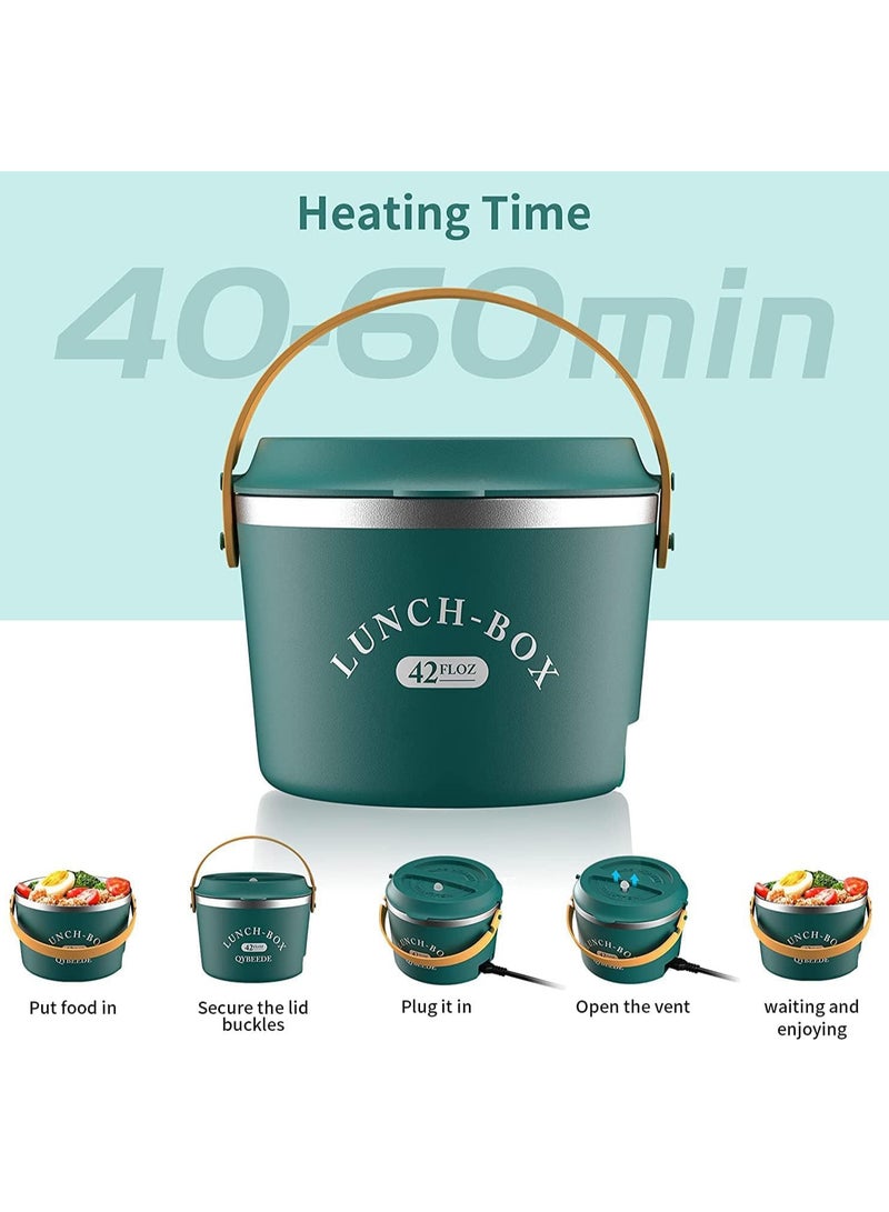 TOMSHOO Electric Lunch Box with Fork Spoon and Carry Bag，1.2L Electric Stainless Steel Lunch Box Lunch Container，Leakproof Lunch Heating Bento Box for Kids Adults Home, Office, School, Travel (Pink) - Image 3