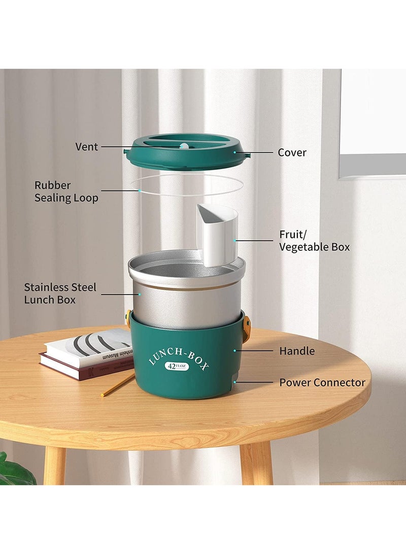 TOMSHOO Electric Lunch Box with Fork Spoon and Carry Bag，1.2L Electric Stainless Steel Lunch Box Lunch Container，Leakproof Lunch Heating Bento Box for Kids Adults Home, Office, School, Travel (Pink) - Image 5