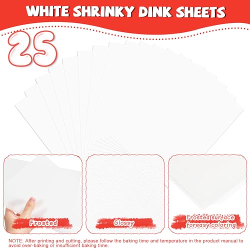 OFNMY 25PCS Printable Shrinky Dink Sheets,White Printable Shrink Paper,Shrinky Dink Kits for Kids with 25 Shrink Plastic Sheets for Inkjet Printer Kids DIY Crafts Mothers Day Gifts,8.3x11.7in/21x29.7cm - Image 4
