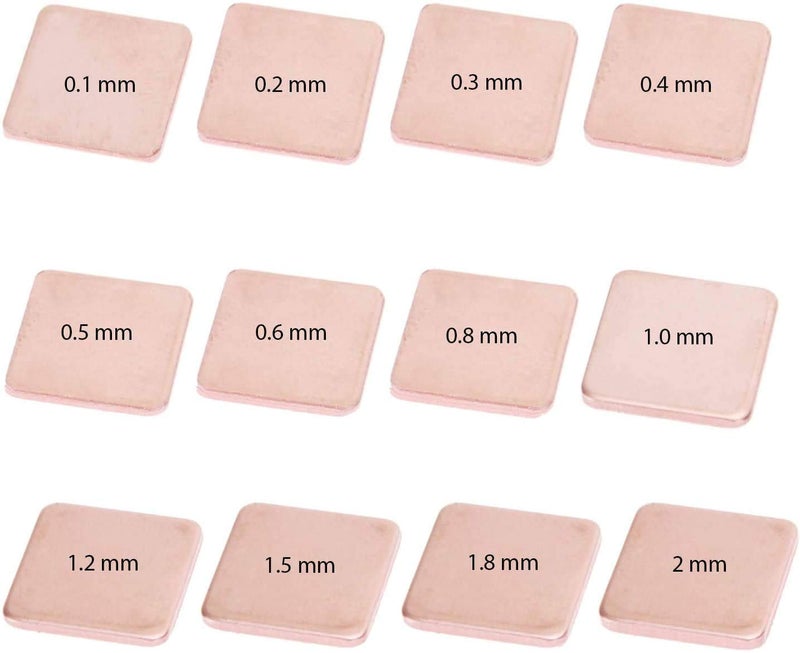 Easycargo 100pcs 12 Sizes 15mm Copper Pad Shim Thermal Kit - Low Profile Copper Plate Cooler for PC Laptop Chips - Image 5