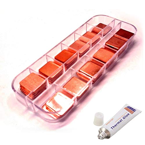 Easycargo 100pcs 12 Sizes 15mm Copper Pad Shim Thermal Kit - Low Profile Copper Plate Cooler for PC Laptop Chips - Image 1