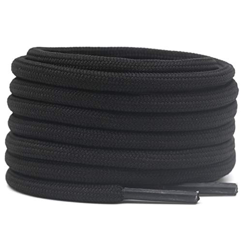 DELELE 2 Pair Round Solid Climbing Shoelaces Black Hiking Shoe Laces Boot Laces 57 inch - Image 1
