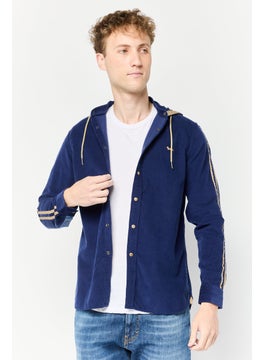 Harmont & Blaine Men Textured Long Sleeves Hooded Sweatshirt, Navy  - Image 1