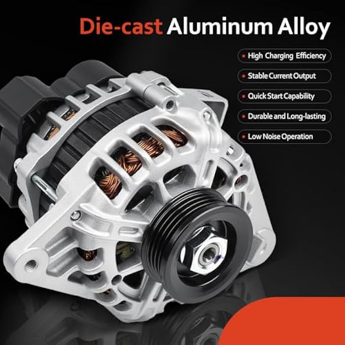Grezuton Alternator Replacement Fit for 2007-2012 Hyundai Elantra 2.0L,2.0L L4,for 2010 2011 Kia Soul 2.0L,for Spectra 2007 2008 2009 2.0L L4,11311,11311N,2655635, 3730023650, AVA0102, 40046020 - Image 5