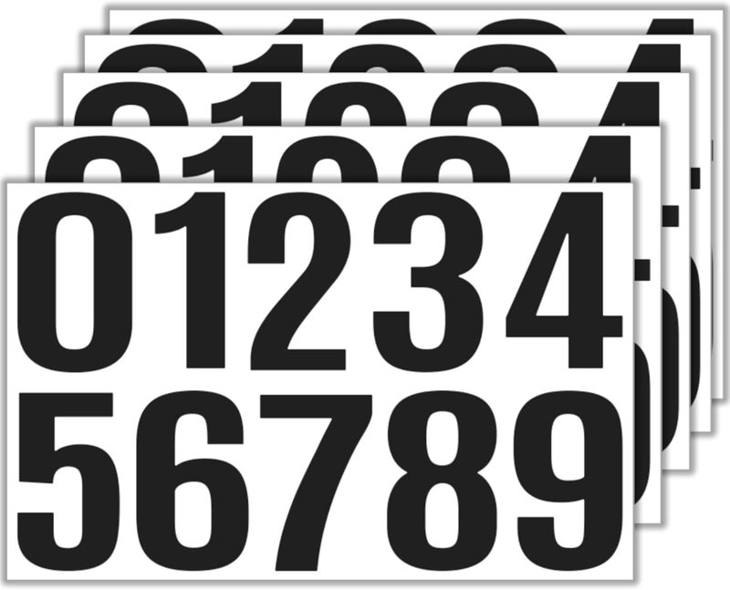Debinolo 5 Sheets Mailbox Number stickers 4 Inch Waterproof Vinyl Large Decals Self Adhesive House numbers for Signs Cars Doors Business Address number (Black) - Image 1