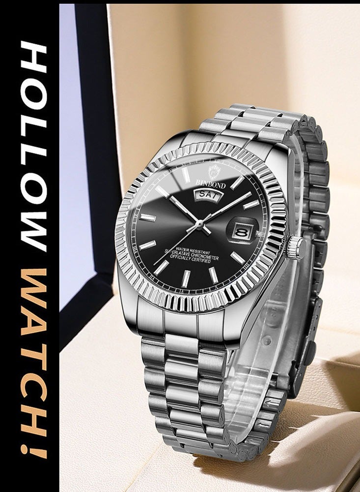 BINBOND Watch For Men Quartz Watch Waterproof Date Week Male Clock Stainless Steel Business Wristwatch Male - Image 1