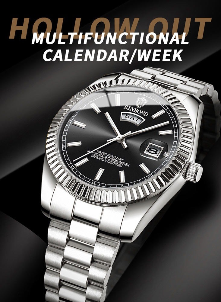 BINBOND Watch For Men Quartz Watch Waterproof Date Week Male Clock Stainless Steel Business Wristwatch Male - Image 5