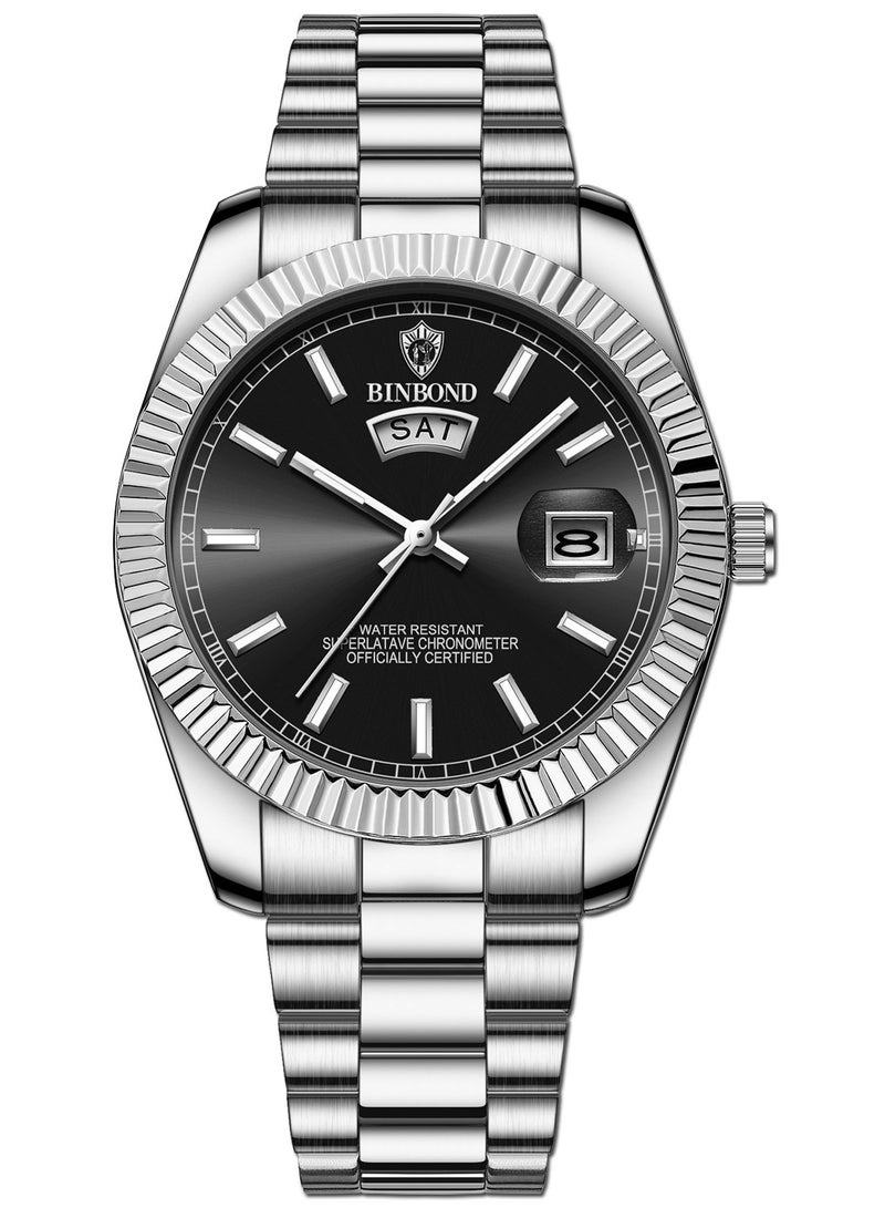 BINBOND Watch For Men Quartz Watch Waterproof Date Week Male Clock Stainless Steel Business Wristwatch Male - Image 3