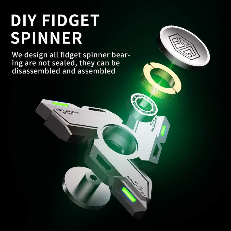INNÃ”PLUS Fidget Spinners, Fidget Spinner Gifts for Adults, Stress Anxiety ADHD Relief Figets Toy, Metal Finger Hand Spinner Toy with Luminous Light, Spinner Absorb Solar Light Then Release in Dark - Image 3