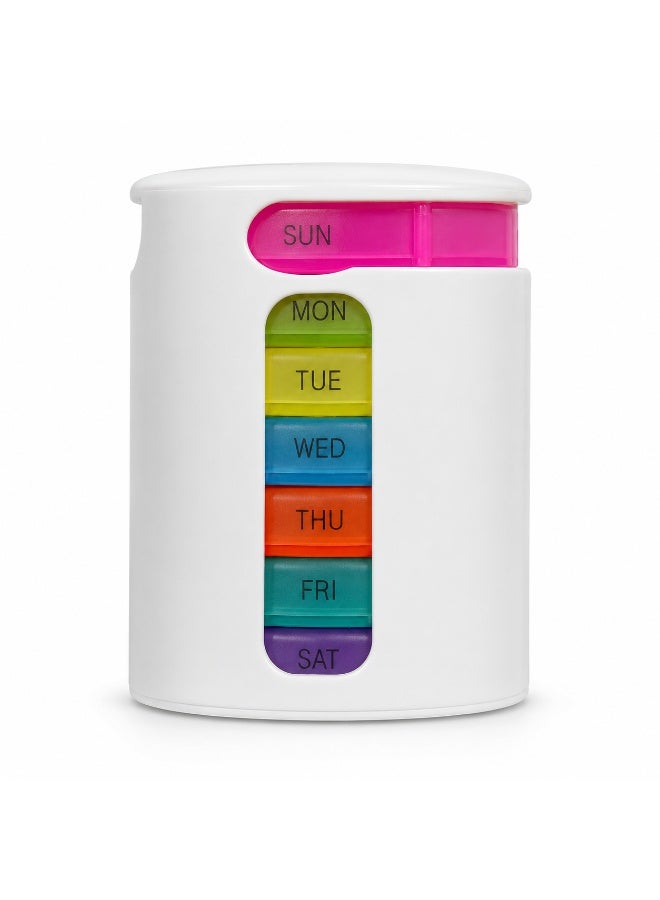 7-Day Weekly Pill Organizer Tower - Stackable Daily Medication and Vitamin Reminder Case - BPA-Free Medicine Dispenser - Multicolor - Image 1