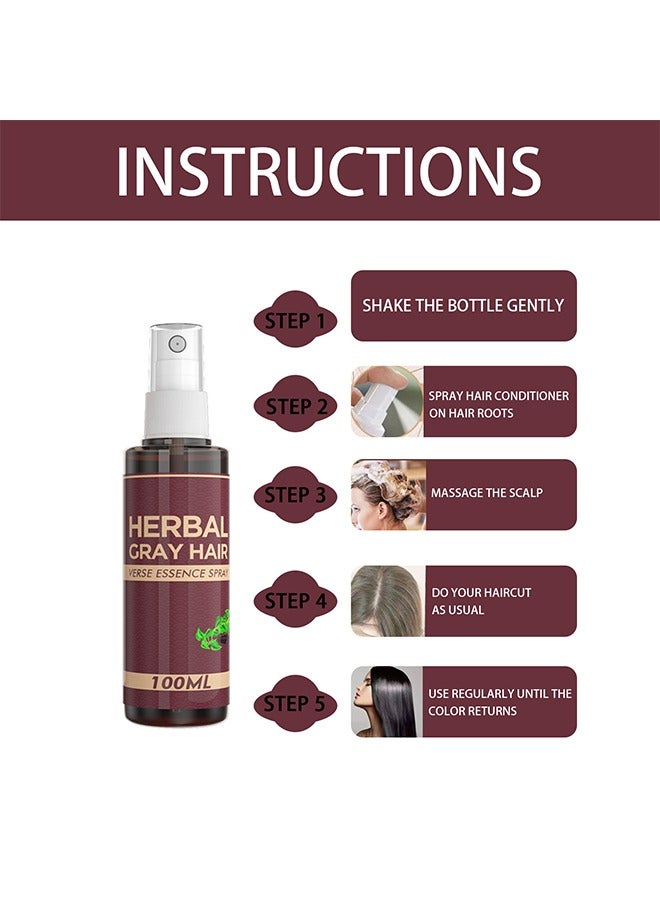 Herbal Spray for Gray Hair, 100ml  Gray Hair Reverse Essence Spray for Men and Women - Image 5