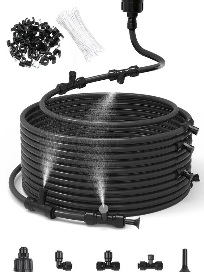 Aothotop 100FT Misters for Outside Patio Misters for Cooling (36 Mist Nozzles) Outdoor Water Patio Hose Greenhouse Mister System Outside Mist Backyard Trampoline for Waterpark Watering Misters for Cooling - Image 1