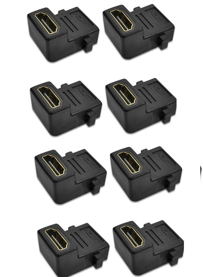 Pack of 8 HDMI to HDMI Female 90 Degree Right Angle Adapter Connector Coupler for HDTV - Image 1