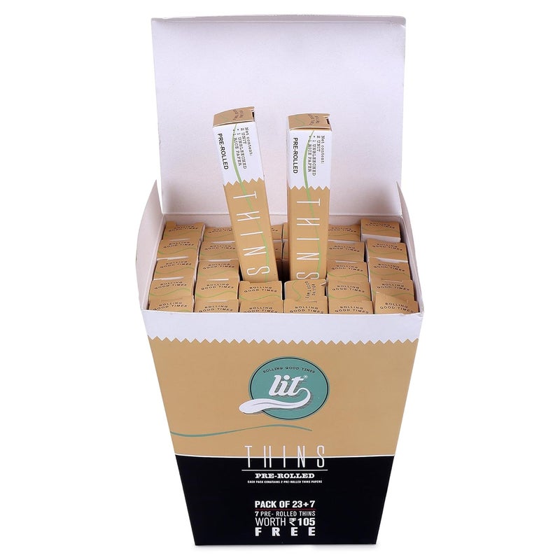 LIT أقماع THINS مسبقة التعبئة كل عبوة تحتوي على 1 أبيض و 1 بني رفيع (علبة من 30 عبوة، إجمالي 60 قمع) - Image 3