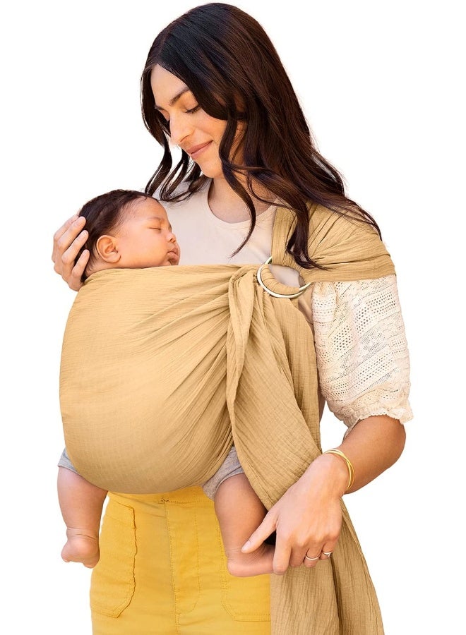 Moby Ring Sling | Versatile Support Wrap for Mothers, Fathers, and Caregivers | Baby Wrap and Carrier for Newborns, Infants, and Toddlers | Holder Can Carry Babies up to 33 lbs | Saffron - Image 1