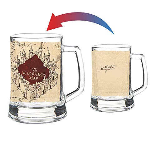 Morphing Mugs Harry Potter – Marauder’s Map – Mischief Managed Quote - 16 oz Pint Size Glass Morphing Mugs Color Changing Clue Mug – Full Image Revealed When COLD Liquid Is Added - Image 1