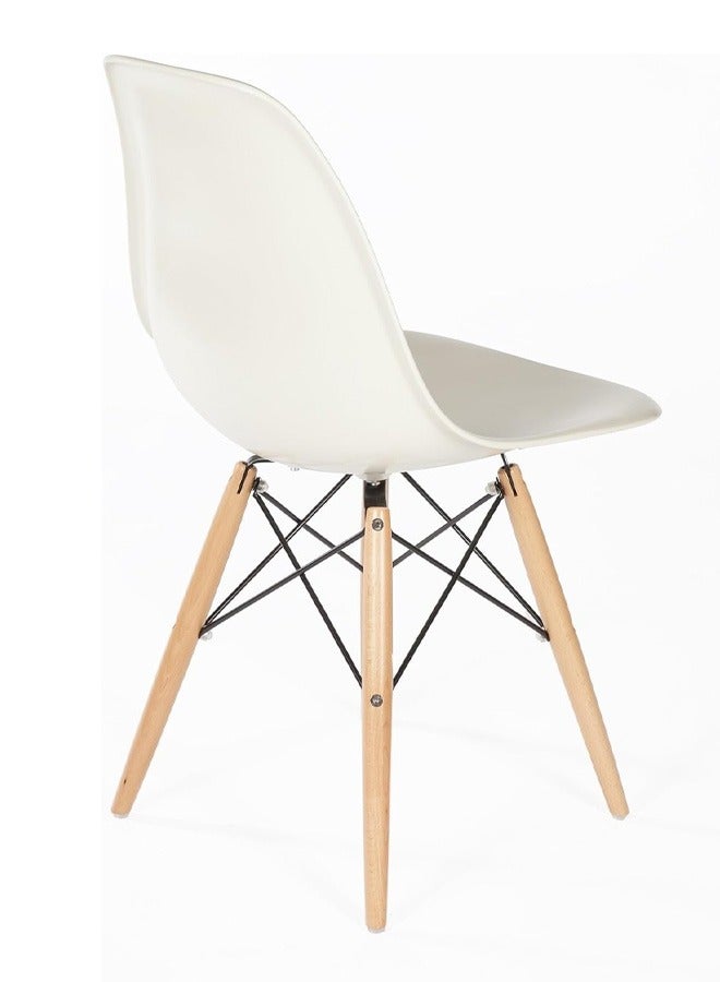 تايمي كرسي طعام عصري بتصميم منتصف القرن - كرسي بلاستيك أبيض مع أرجل خشبية طبيعية | مثالي لغرف الطعام، المكاتب، غرف المعيشة والاستقبال - Image 3