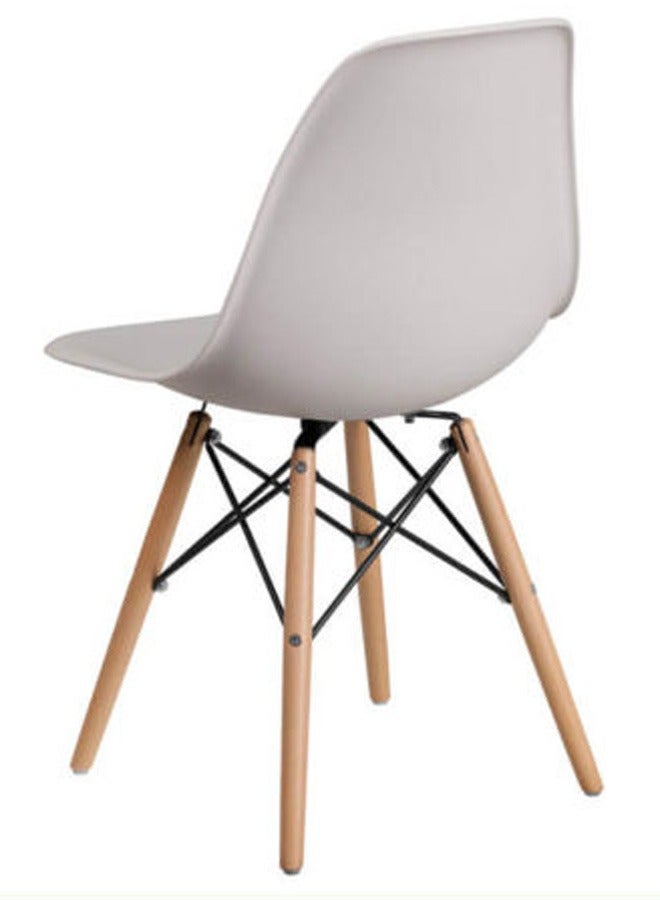 تايمي كرسي طعام عصري بتصميم منتصف القرن - كرسي بلاستيك أبيض مع أرجل خشبية طبيعية | مثالي لغرف الطعام، المكاتب، غرف المعيشة والاستقبال - Image 4
