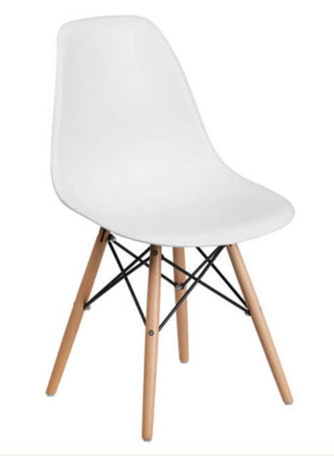 تايمي كرسي طعام عصري بتصميم منتصف القرن - كرسي بلاستيك أبيض مع أرجل خشبية طبيعية | مثالي لغرف الطعام، المكاتب، غرف المعيشة والاستقبال - Image 2