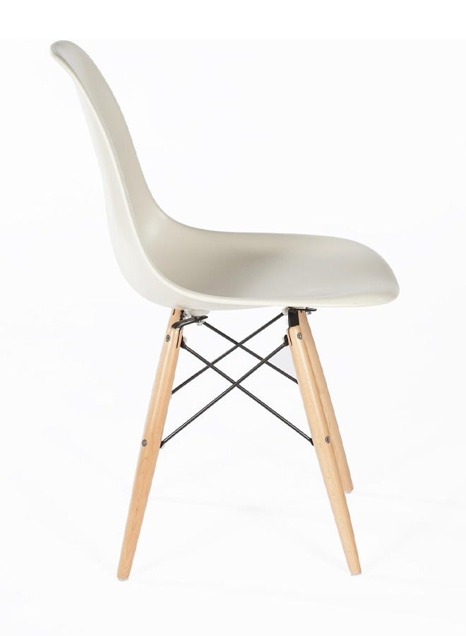 تايمي كرسي طعام عصري بتصميم منتصف القرن - كرسي بلاستيك أبيض مع أرجل خشبية طبيعية | مثالي لغرف الطعام، المكاتب، غرف المعيشة والاستقبال - Image 5