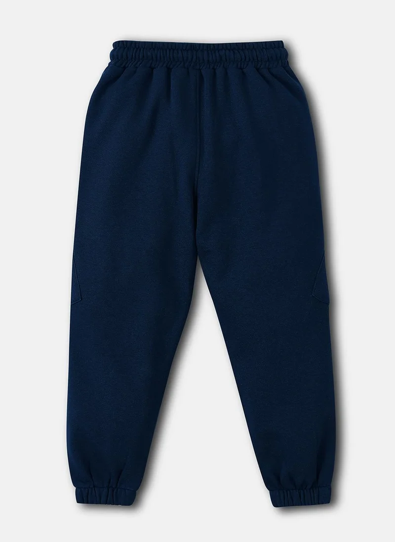 Nautinati Nautinati Boys Typography Print Fleece Cargo-Pocket Joggers In Navy