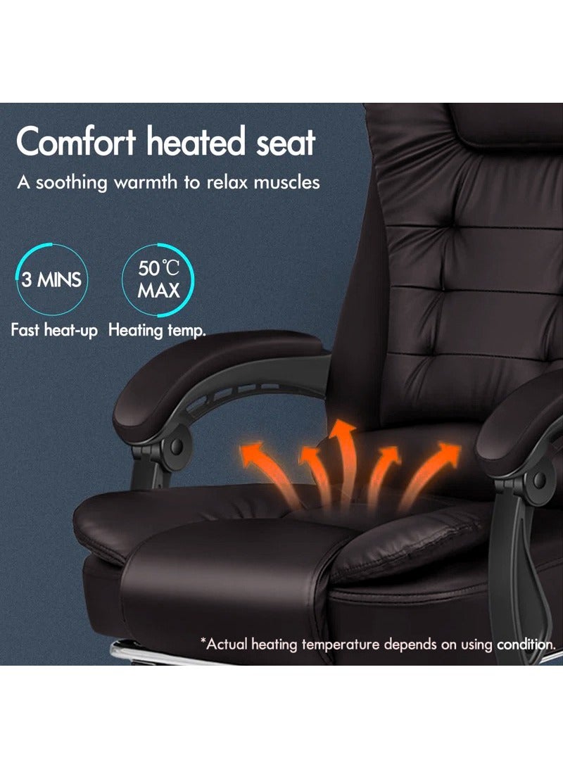 آن فش كرسي مكتب مريح للكمبيوتر مصنوع من جلد البولي يوريثان، كرسي دوار قابل للتعديل بارتفاع عالي الظهر مع تدليك بنقطتين - Image 5